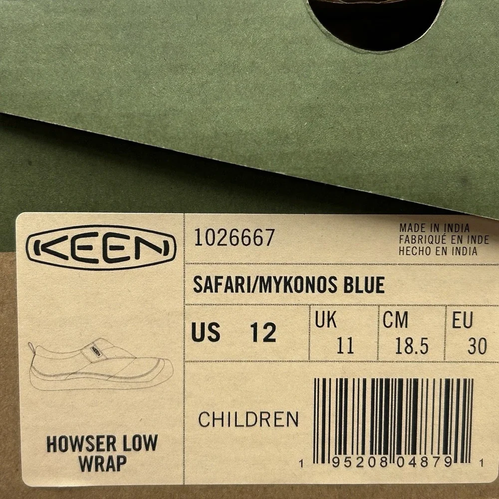 KEEN Howser‎ Little Boys Faux Fur Lined Slippers Size 12 Blue-Beige Warm Shoes